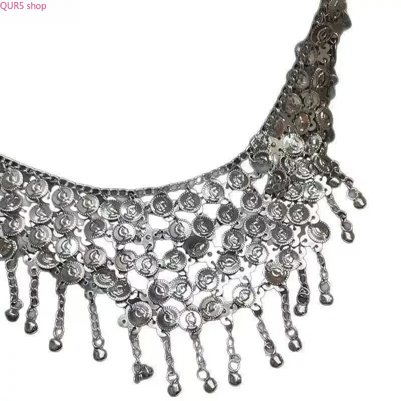 2026 Boho Gypsy Silver Belly Dance Waist Chain, Adjustable Tribal Hip Belt with Dangling Coin Tassel Fringe, Metallic Silver Finish Dance Accessory, Ideal for Dance Practice, Festival Outfits, Costume Parties and Stylish Dress Layering