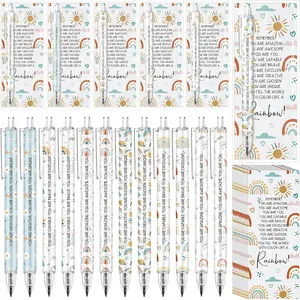 30 Set Rainbow Inspirational Pencils Motivational End of Year Student Gifts Black Lead Mechanical Pencils with Bookmark Positive Cards for School Teacher Classroom Graduation Party Favor