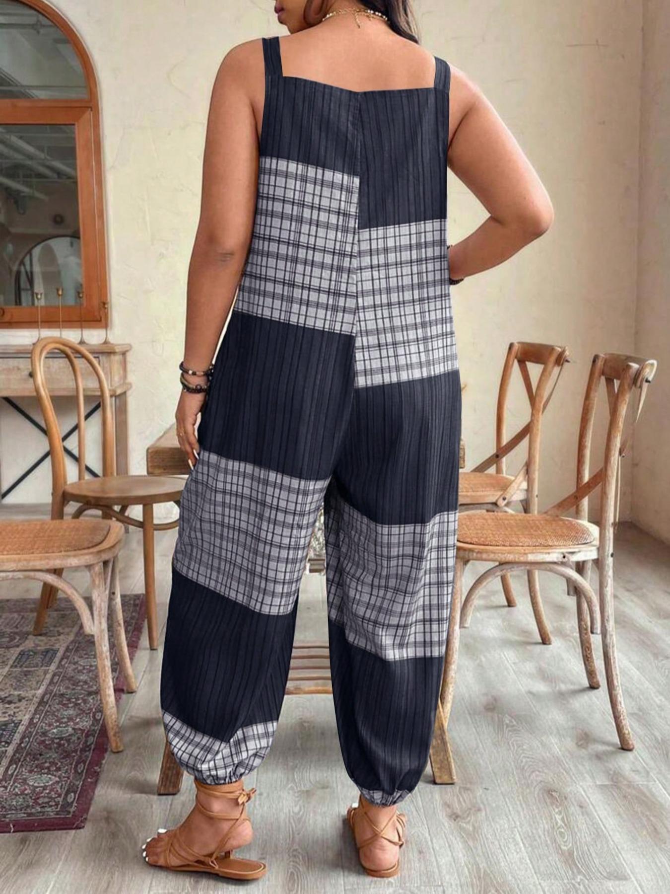 【Plus Size】Jumpsuit, Casual Comfy Sleeveless Jumpsuit for Daily Wear, Women's Plus Clothing for All Seasons