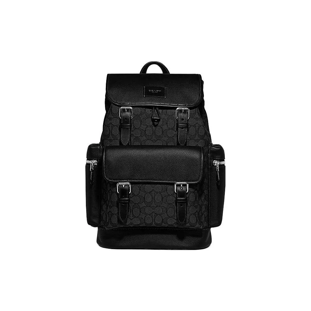 COACH Sprint 29 Drawstring Backpack – Leather and Fabric Blend, Large Size, Men’s Black Verifiable, with credentials and supporting global authentication