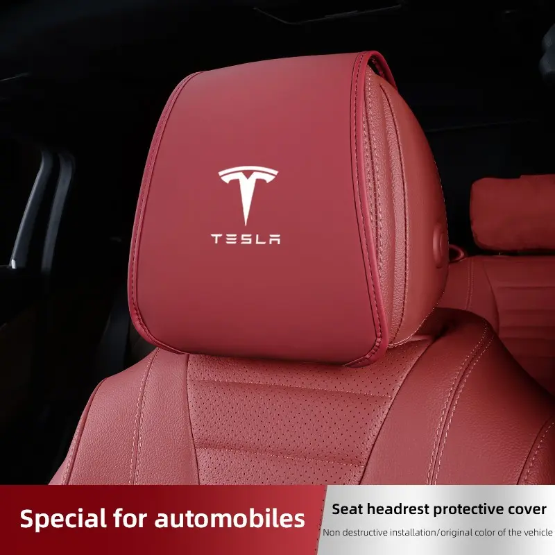 2Pcs Car Pillowcase Car Supplies Headrest Cover For Tesla Model 3 Model S Model X Model Y Cybertruck Roadster SpaceX