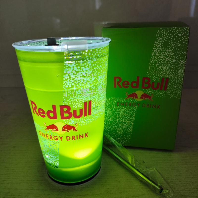 Red Bull Creative Bar Party Luminous LED Cup 14oz, Free Straw & Lid, Easy Clean, Lights Up with Water Added