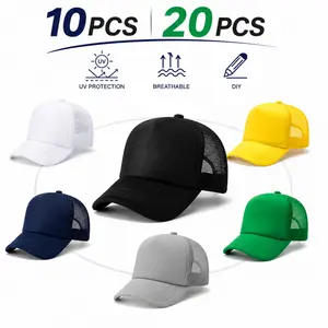 20/10 Pack Unisex Trucker Hats, Breathable Mesh Back Adjustable Baseball Caps, Multi Color Options, Ideal for Outdoor Casual Beach Travel Group Bulk