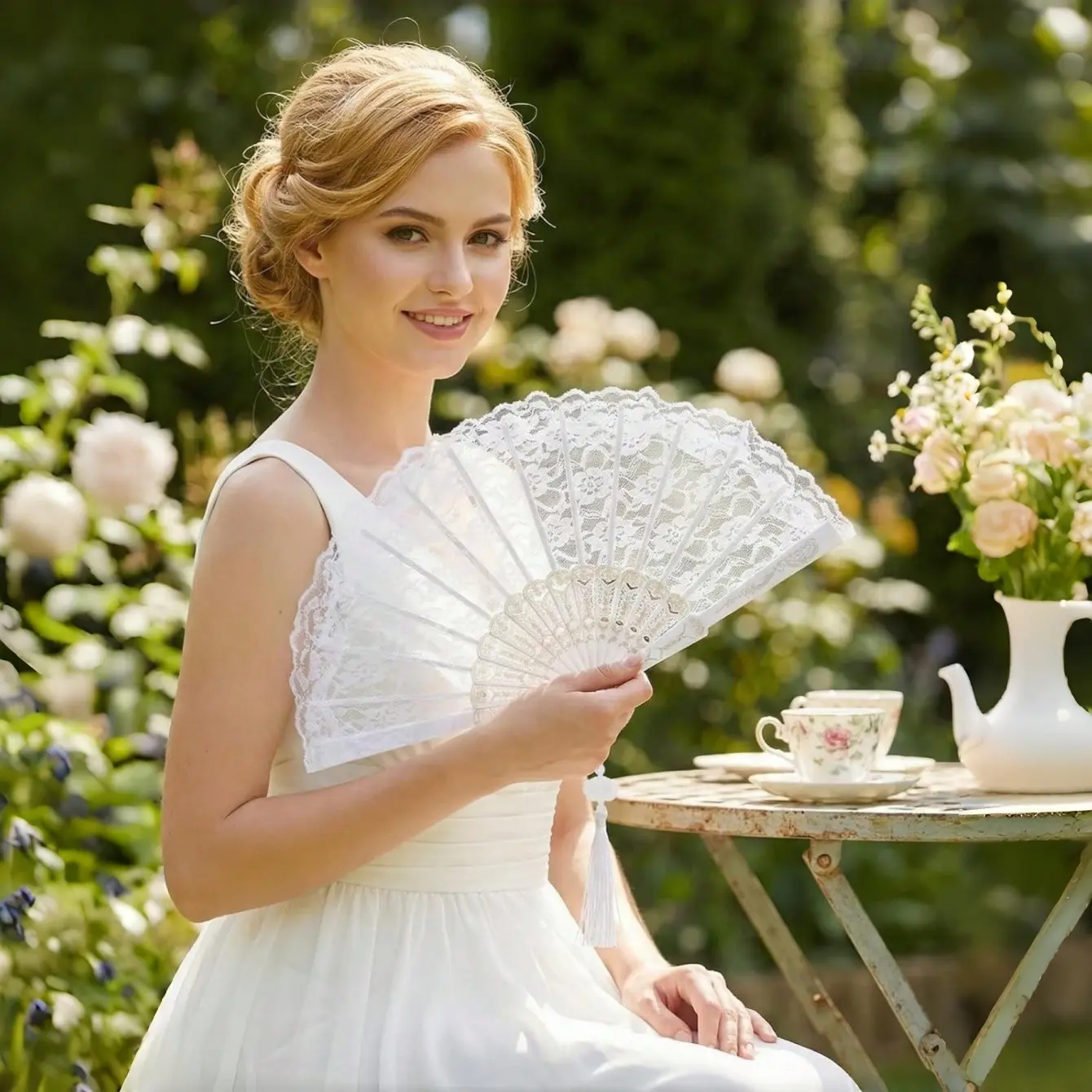 Elegant Lace Handheld Folding Fan, Intricate Floral Embroidery, Traditional Chinese Paper Fan, Vintage Antique Style, Wedding Hand Fans, Perfect for Weddings & Parties