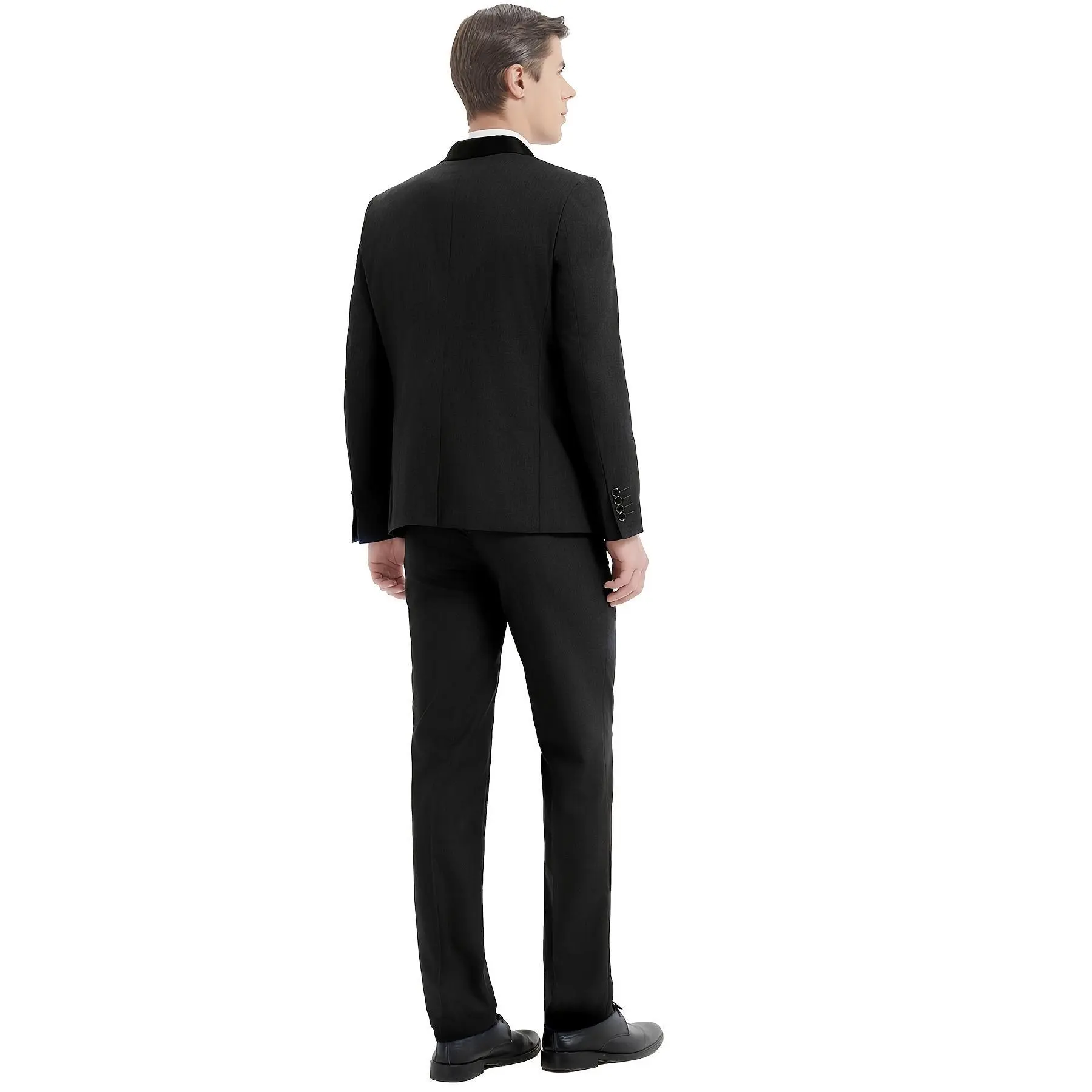 Men's 5‑Piece Slim‑Fit Shawl‑Collar Tuxedo Set | One‑Button Blazer, Vest, Trousers & Two Bow‑Ties | Classic Formal Outfit for Business, Banquet & Evening Events