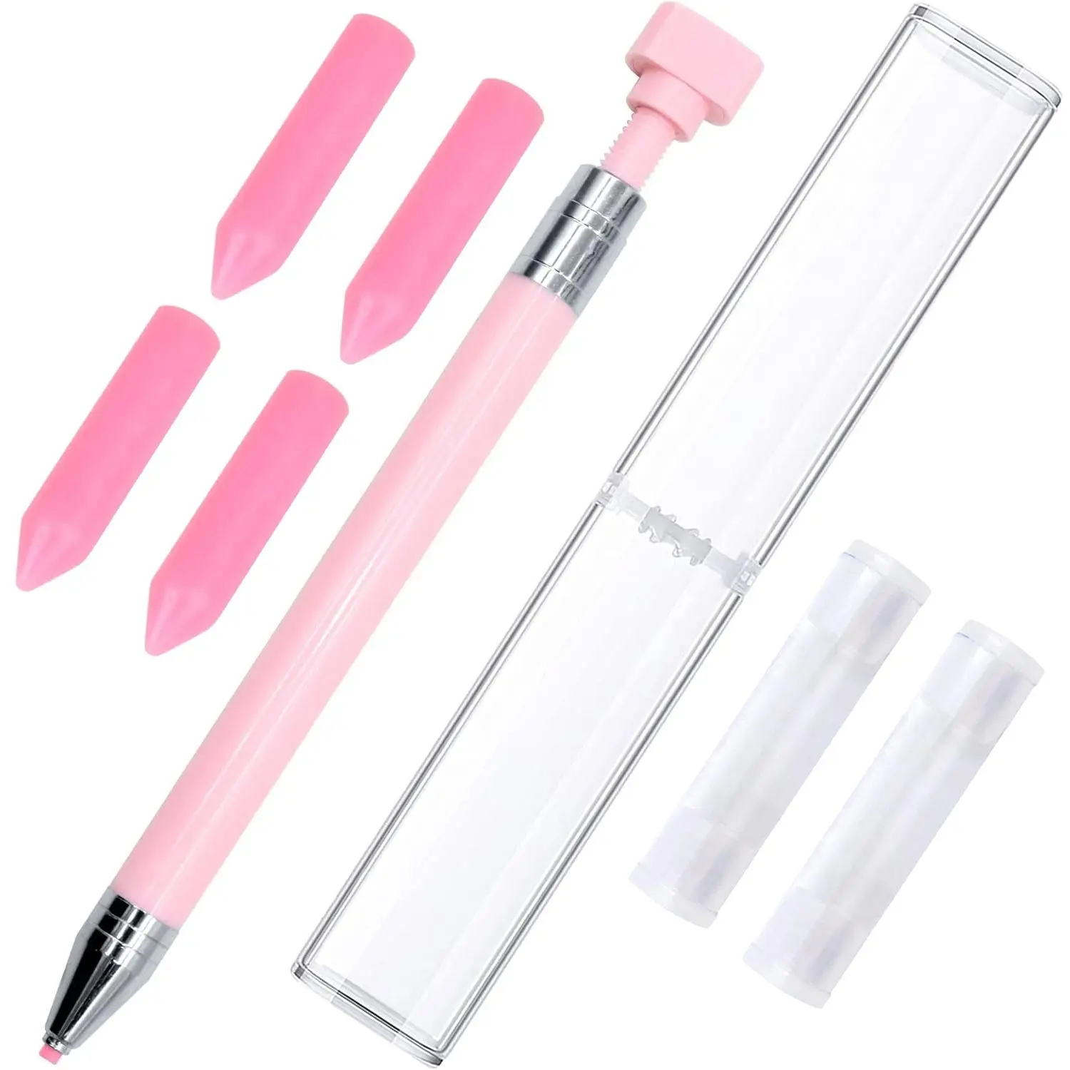 Diamond Painting Pen With Wax Refillable Wax Pen Rotating Glue Point Drill Pen For Nail Art Rhinestones Diamond Art Accessories And Tools Quickly Pick Up Beads Gems