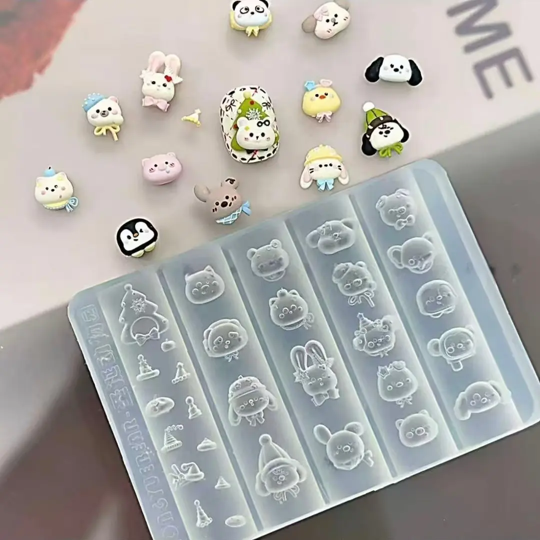 Winter Zoo High Transparency Nail Mold, Cute Animal Circus Silicone Nail Mold, Adorable Design for Unique Nails, Perfect for DIY Manicures