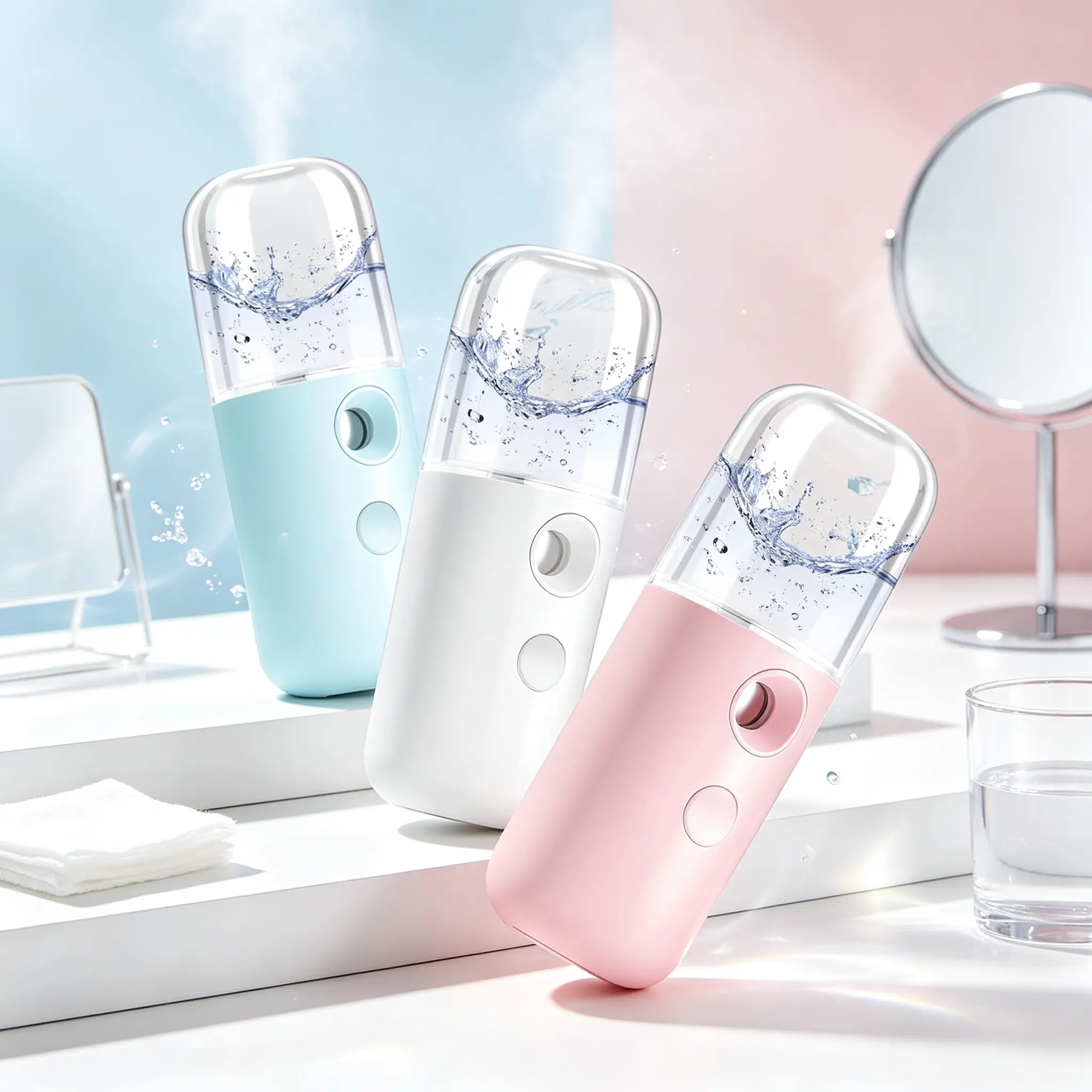 Portable Nano Facial Steamer, Handheld Mini Mist Mister, USB Rechargeable Facial Mist Sprayer with 30ml Visible Water Tank, Rejuvenating Face Moisturizer & Hydrating Device for Daily Makeup Prep, Skin Care Routine`