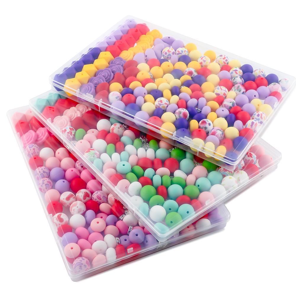 Silicone Beads Kit, 180pcs/box Colorful Beads, Diy Jewelry Making Supplies for Necklace, Bracelet, Keychain and Handmade Pen,  Beads