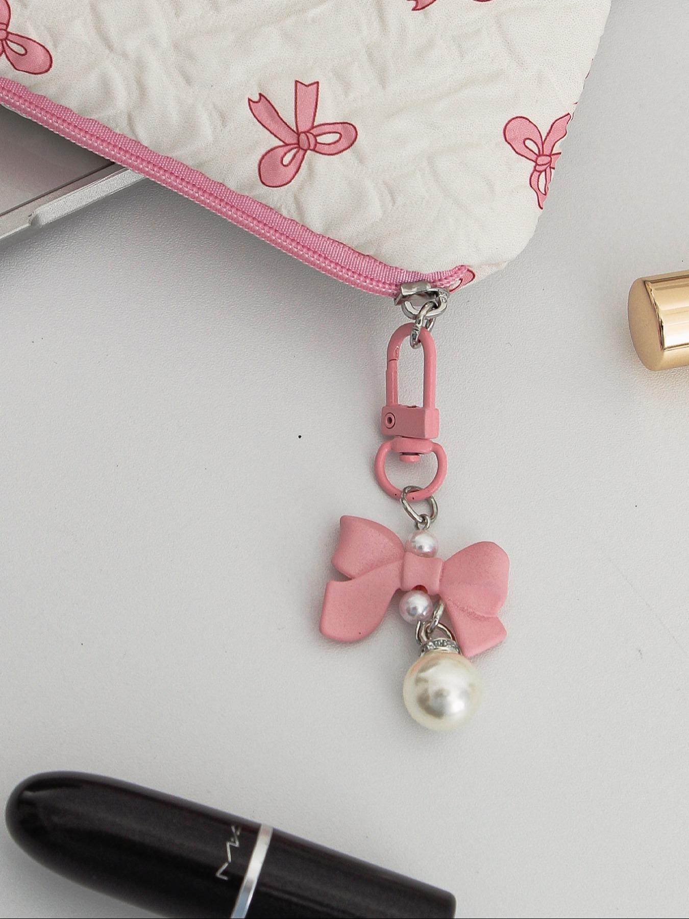 Cute Bow Pattern, Portable Travel Makeup Bag, Daily Makeup Storage Bag, Fashionable Makeup Bag for Sanitary Pads, Lipstick, Keys, Skin Care Products, Makeup Organizer Pouch