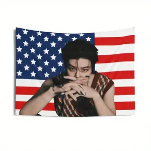 1pc Sleeveless American Flag Canvas Tapestry |   Patriotic Design |   American Flag Decor with Free Installation Kit