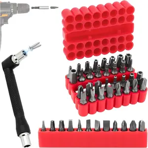 46 count  Bit Set with  Torx, Square, Metric & SAE Hex, Torq, Phillips, Slotted, Triwing, Spanner - Tamper Proof Torx Bits, Comprehensive   Set(Red)