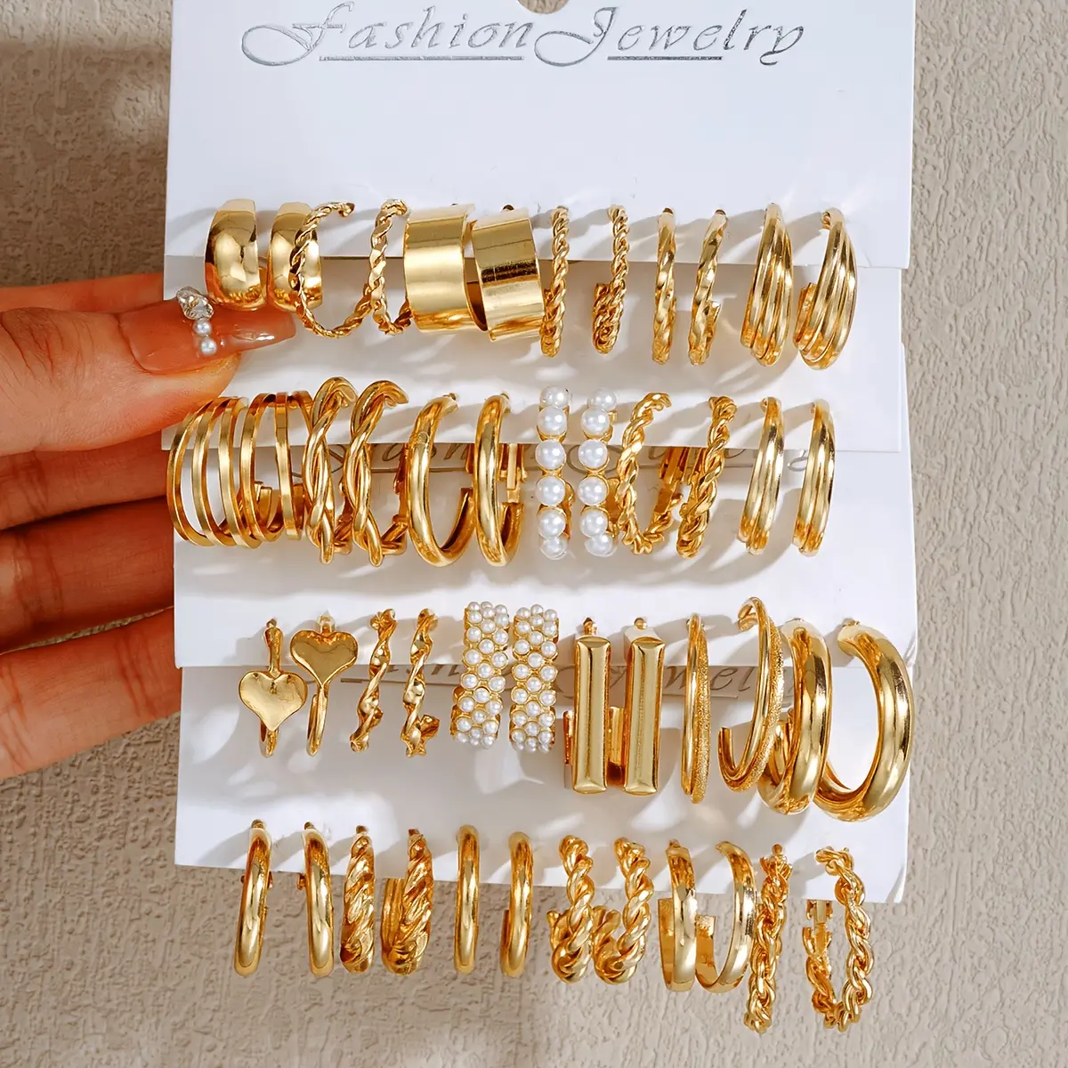 Random 12/24/36/48/60pcs Vintage Tone Fashionable Large Look Twisted Braided Earrings Set |   Suitable for Daily Wear and Festive Occasions, Ideal Gift for Birthdays and Anniversaries,cost- Earrings