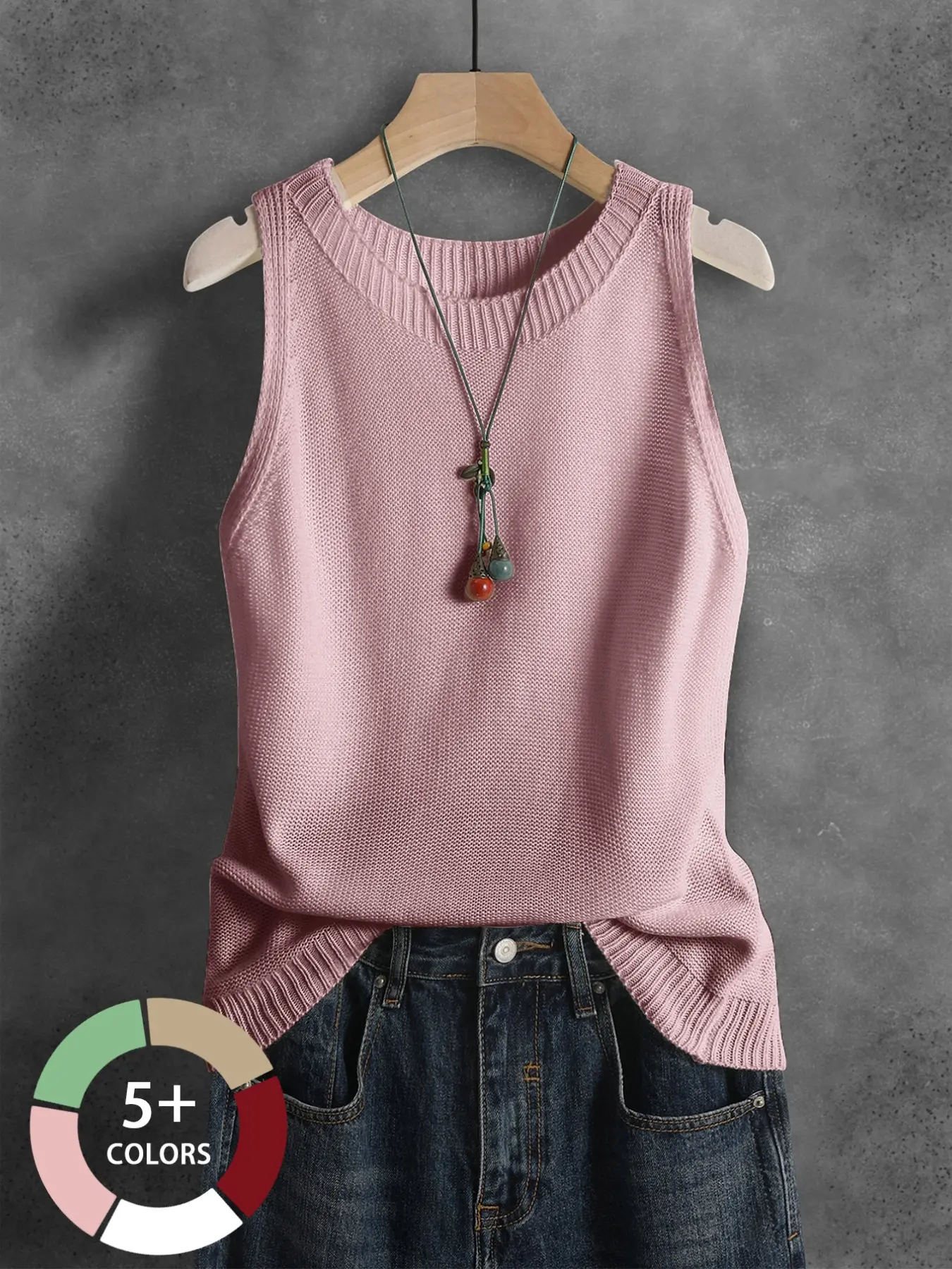 Women' Knit Vest Vintage Sleeveless Top Solid Casual Lightweight Commute & Vacation Summer Fit