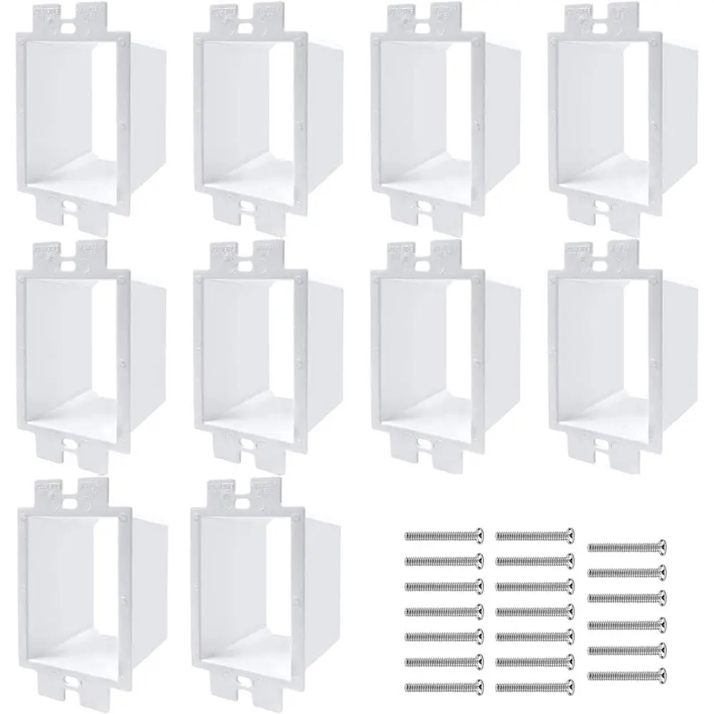 10 count BE1-2 Electrical Outlet Box Extenders 1-Gang with 20 count Screws | 1-Gang Box Extender Single Gang Electric Box Extender 1 Gang Power Outlet Accessories White