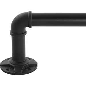 Industrial Curtain Rod Adjustable 1 Inch Black Curtain Rods for Windows 66 to 120 Inch -  Indoor/Outdoor, Room Divider Curtain Rod (30-120")