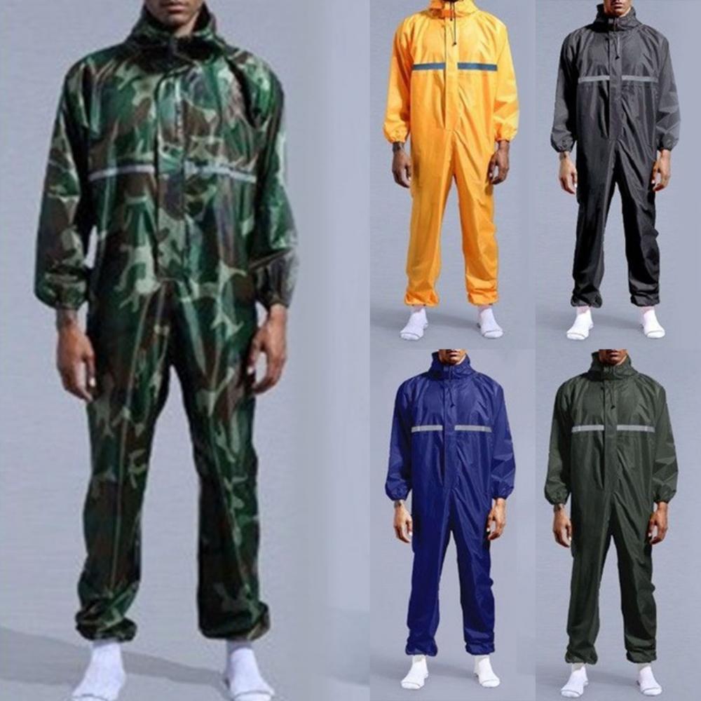 Work Raincoat Unisex One piece Coveralls Uniform Waterproof Poncho Hooded Raincoat Jumpsuit Thicken Rainwear Work Protection