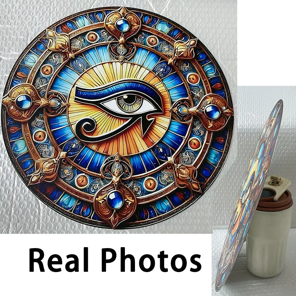 Round Eye Pattern Iron Artwork, Religious Desktop Plaque for Home Office Decor, Stylish Religious Decor, Home Decor Supplies, Ornaments, Religious Decoration