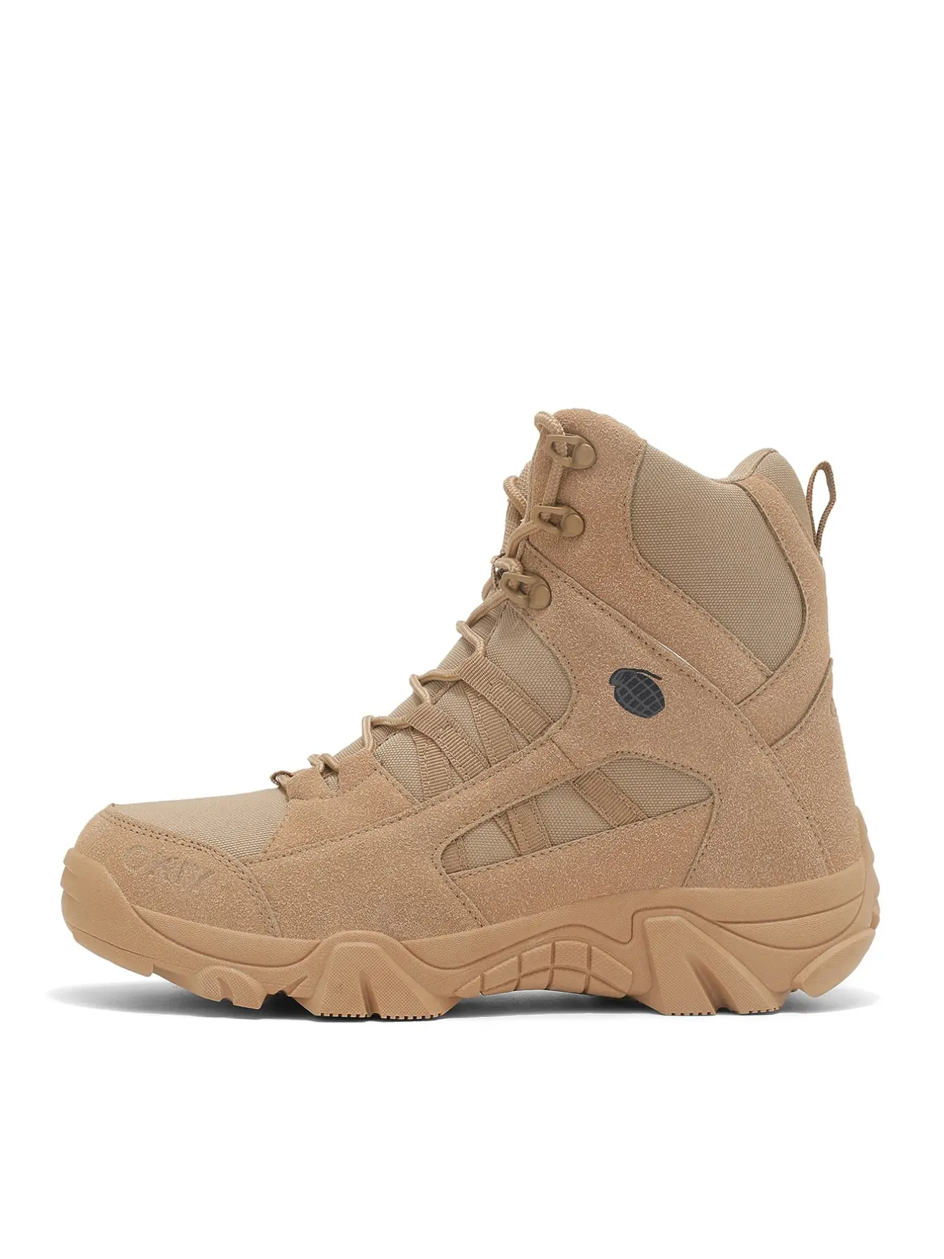 High-Top Men's Outdoor Tactical Boots, Anti-Slip Durable Hiking Work Shoes, Breathable Leather, Secure Ankle Support, Military Style, Outdoor Trekking Footwear