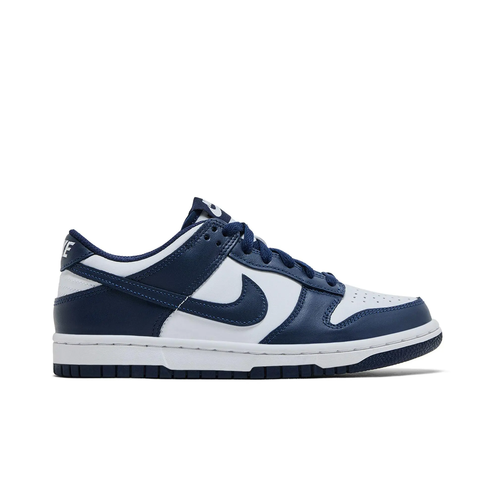 Nike Dunk Low 'Midnight Navy' 2025 (Unisex) Classic Low Cut Casual Wear Sneakers, White/Midnight Navy, Grip Soles, Style HF5441 107