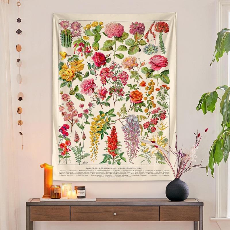 1 Piece Floral Wall Tapestry, Home Decor Hanging Aesthetic Bohemian Wall Hanging Tapestry, Wall Art Decoration for Living Room Dorm Bedroom Decor, Flower Pattern Tapestry