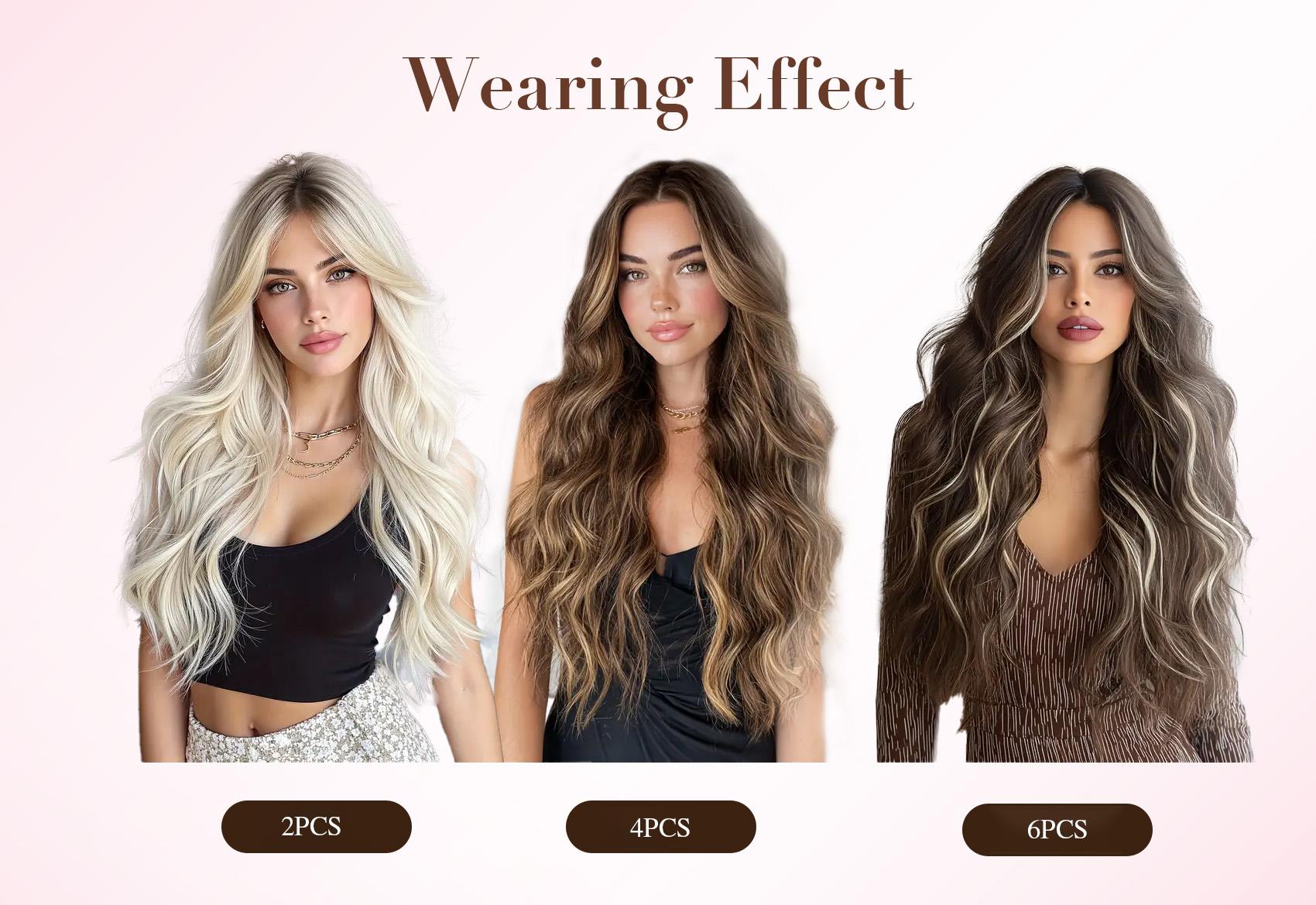 [Qbeauty 2026 New Upgrade Mixed Hair Collection ] 22/24 Inch 6PCS Invisible Clip-in Body Wave Hair Extensions Tangle-Free Long Lifespan Thick Natural Look for Women SpringStatements