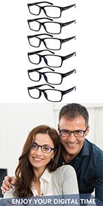 4 Pack Progressive Multifocus Reading Glasses for Women Blue Light Blocking Multifocal Readers with Spring Hinge