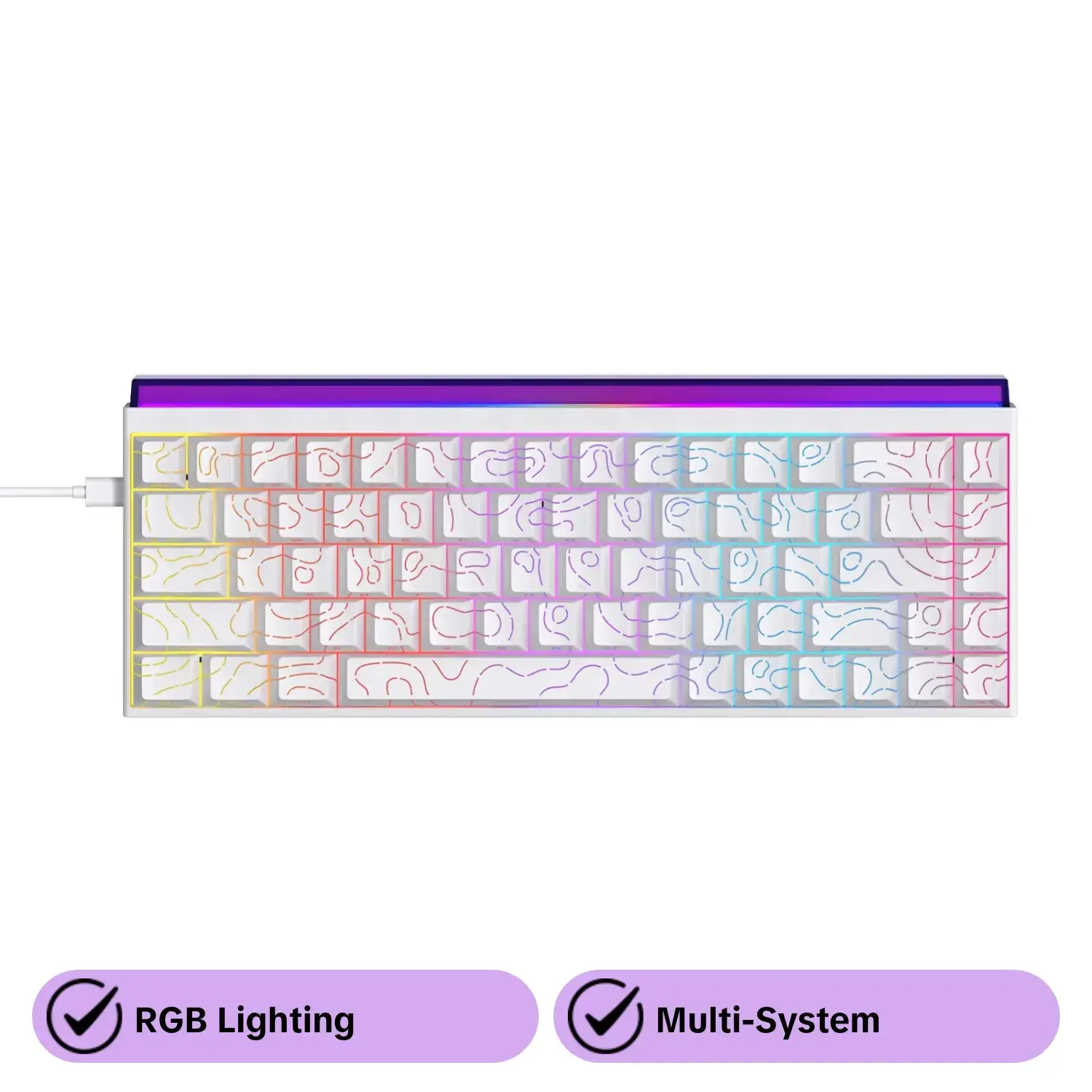 AJAZZ Mini 65% Gaming Mechanical Keyboard, Red Switch, 68-Key Compact Wired Office Keyboard NK68, Colorful Light Effect, LED Backlit Keyboard, DIY Plug-and-Play, Supports Multiple Systems, PC Gaming Keyboard