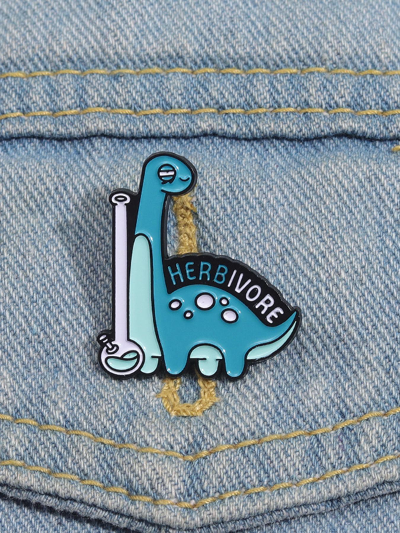 Cute Cartoon Dinosaur Design Brooch Clip, Fashion Letter Sprint Brooch for Party, Daily Clothing Decor, Trendy All-match & Exquisite Brooch for Birthday Gift, Men Accessories, Alloy Brooch Pin