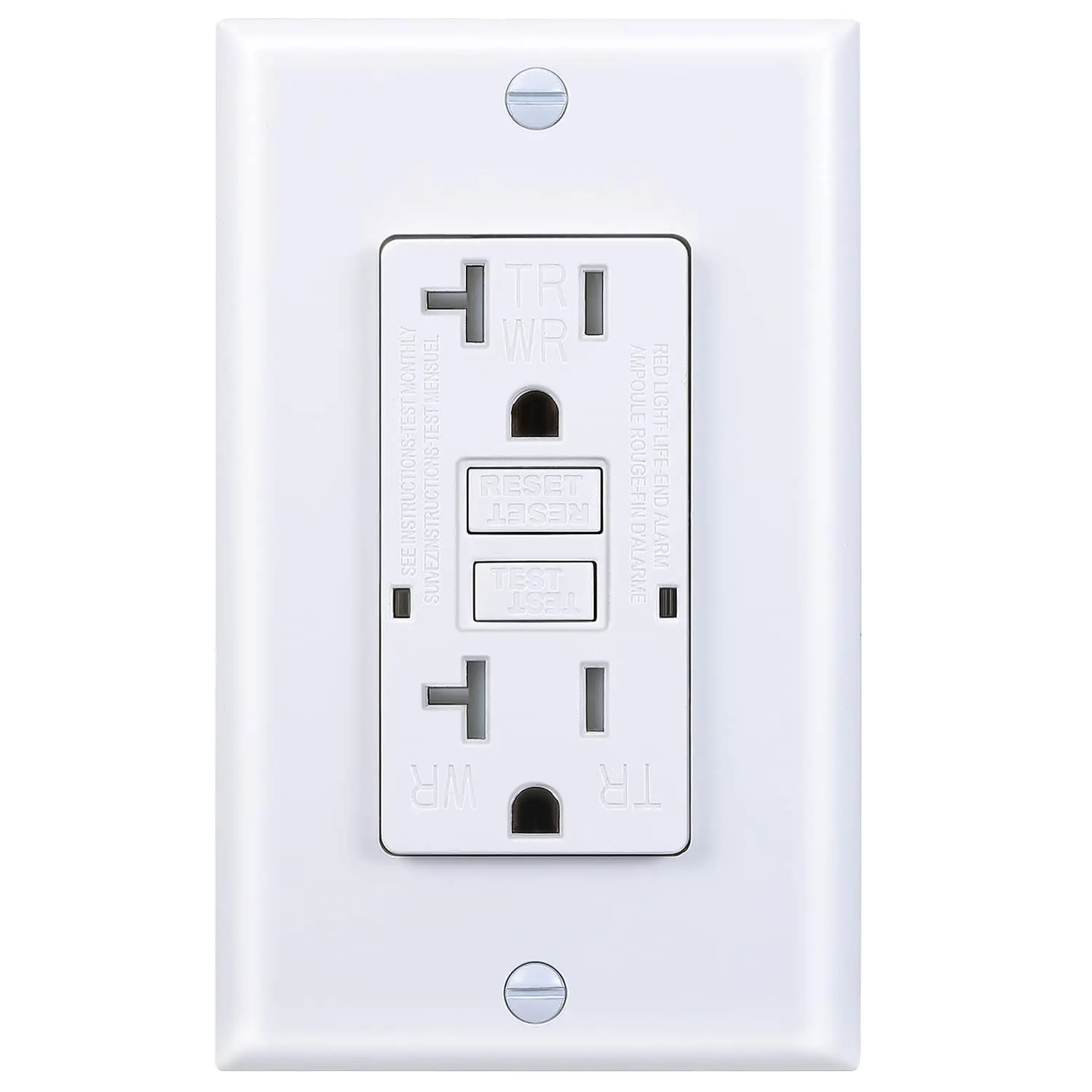 20 Amp GFCI Outlet, Tamper-Resistant, Weather Resistant Receptacle Indoor or Outdoor Use, LED  with Decor Wall Plates and Screws,UL Listed, White (1 Pack)