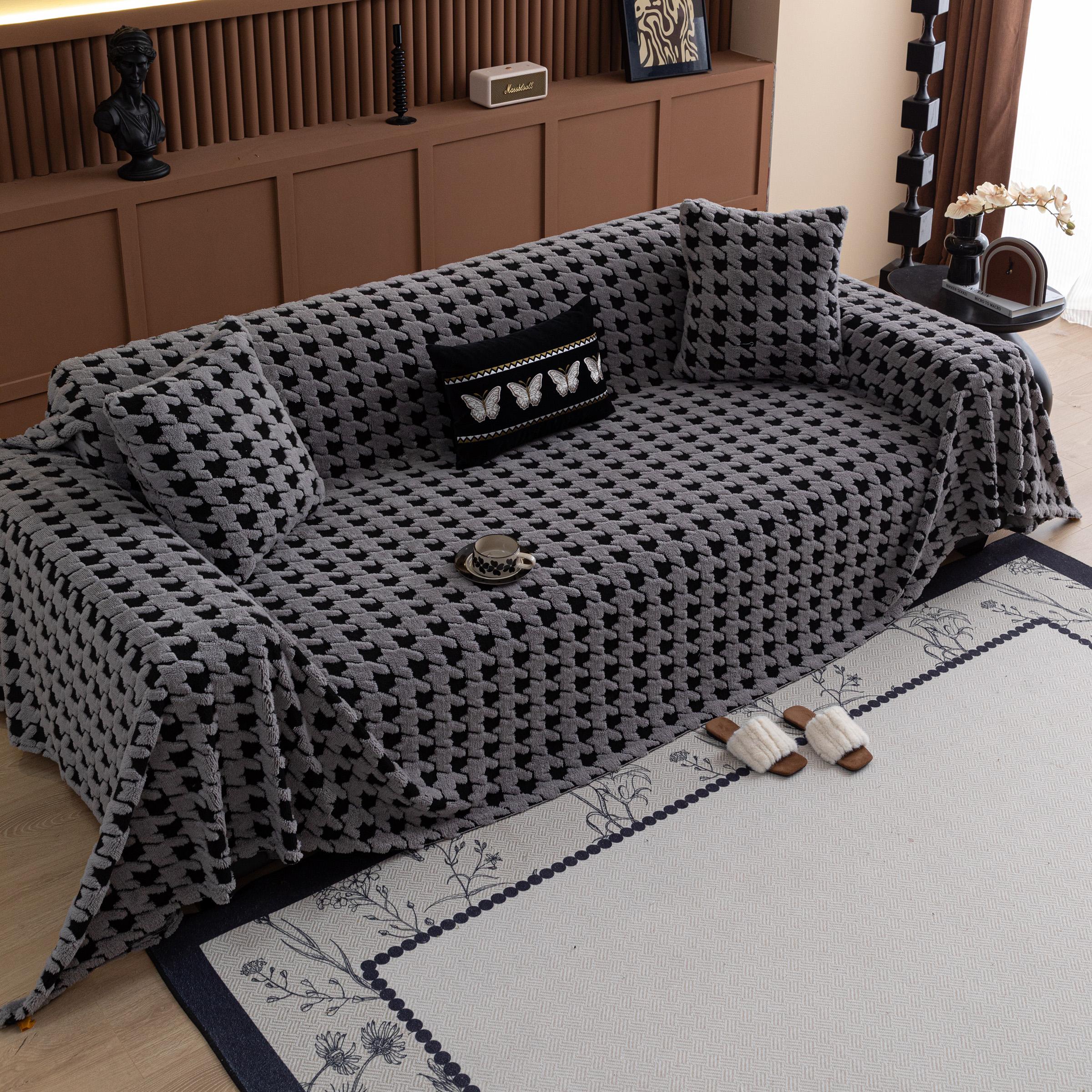 Geometric Pattern Sofa Cover, 1 Count Soft Comfortable Washable Sofa Slipcover, Dustproof Couch Protector, Universal Sofa Protector, Dustproof Sofa Protector for Home Living Room Bedroom Hotel Dormitory, Elastic Sofa Slipcover, Sofa Couch Covers
