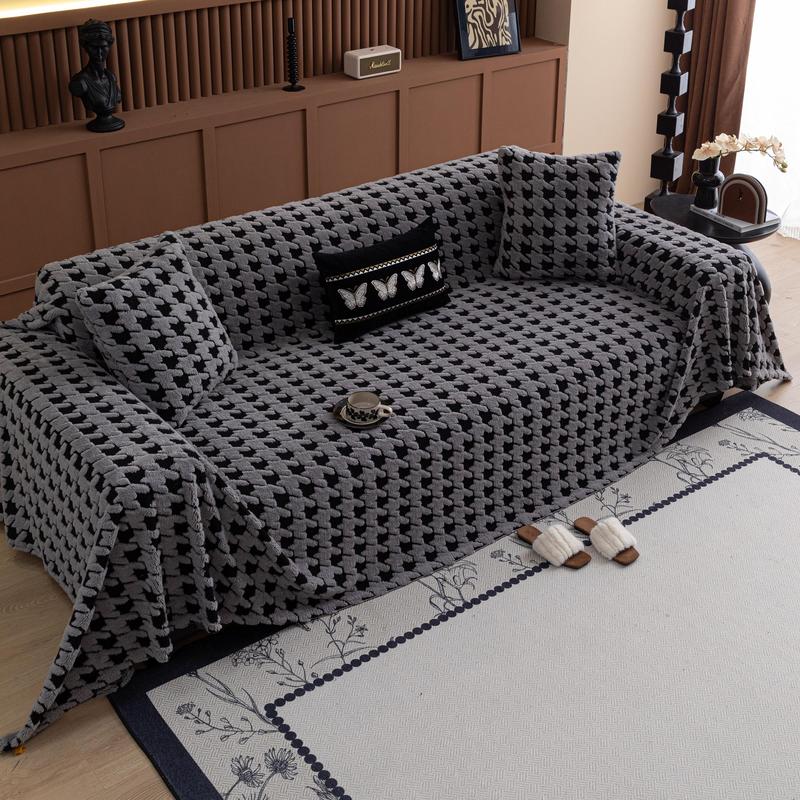 Geometric Pattern Sofa Cover, 1 Count Soft Comfortable Washable Sofa Slipcover, Dustproof Couch Protector, Universal Sofa Protector, Dustproof Sofa Protector for Home Living Room Bedroom Hotel Dormitory, Elastic Sofa Slipcover, Sofa Couch Covers