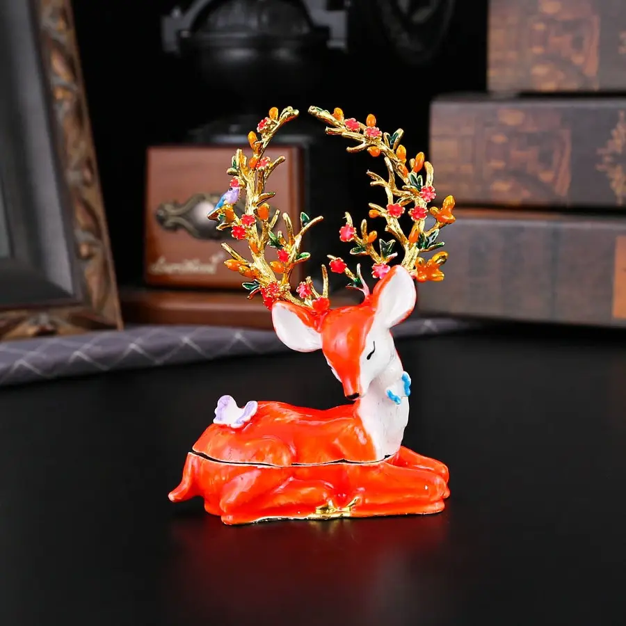 Elegant Deer Jewelry Storage Box, High-End Lucky Deer Theme Decor, Enhance Vanity Aesthetics, Trendy Deer Lover Gift, Moving House Present
