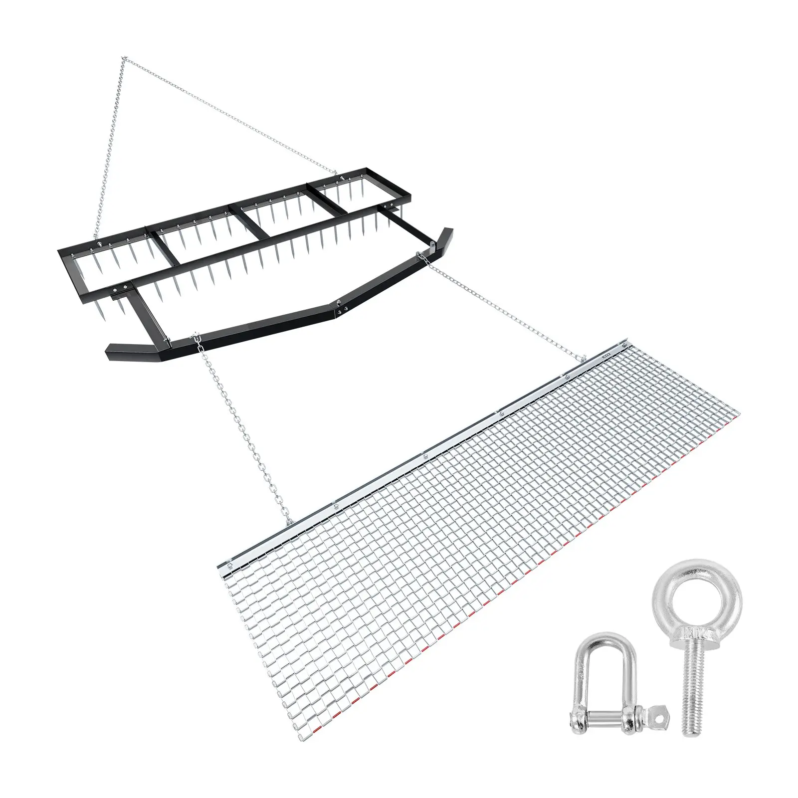 【DealsForYouDays】VEVOR Drag Harrow, 6 ft Tow-Behind Driveway Grader with Chain Harrow, Adjustable Width 80lbs Load Capacity, Heavy Duty Lawn Leveling Rake, Fits ATVs UTVs Tractors, for Gravel Driveway Field