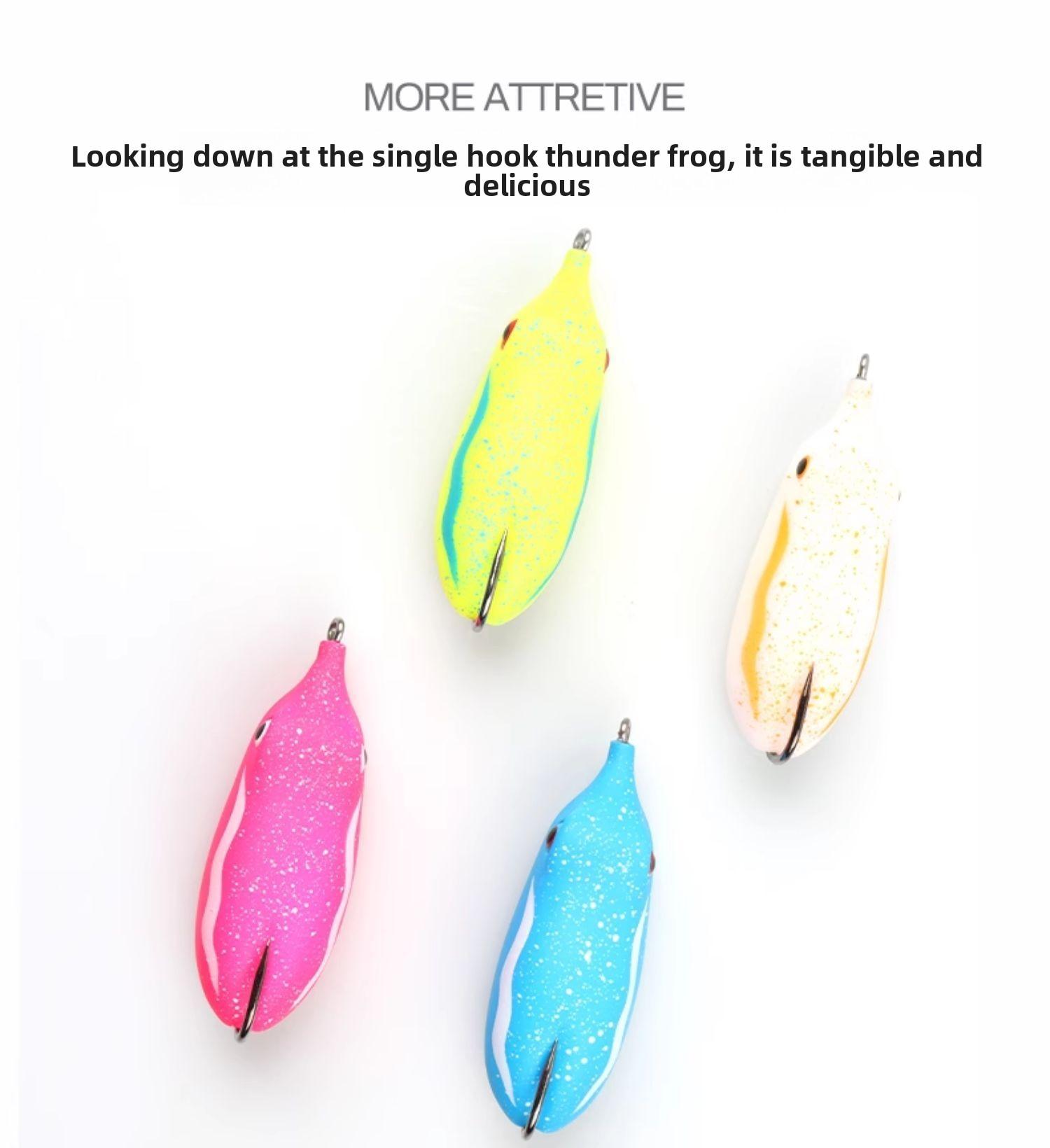 Topwater Frog Lure Single Hook Weedless Fishing Lure for Snakehead Bass Long Cast Floating Frog Lure Heavy Grass Freshwater Fishing Tackle