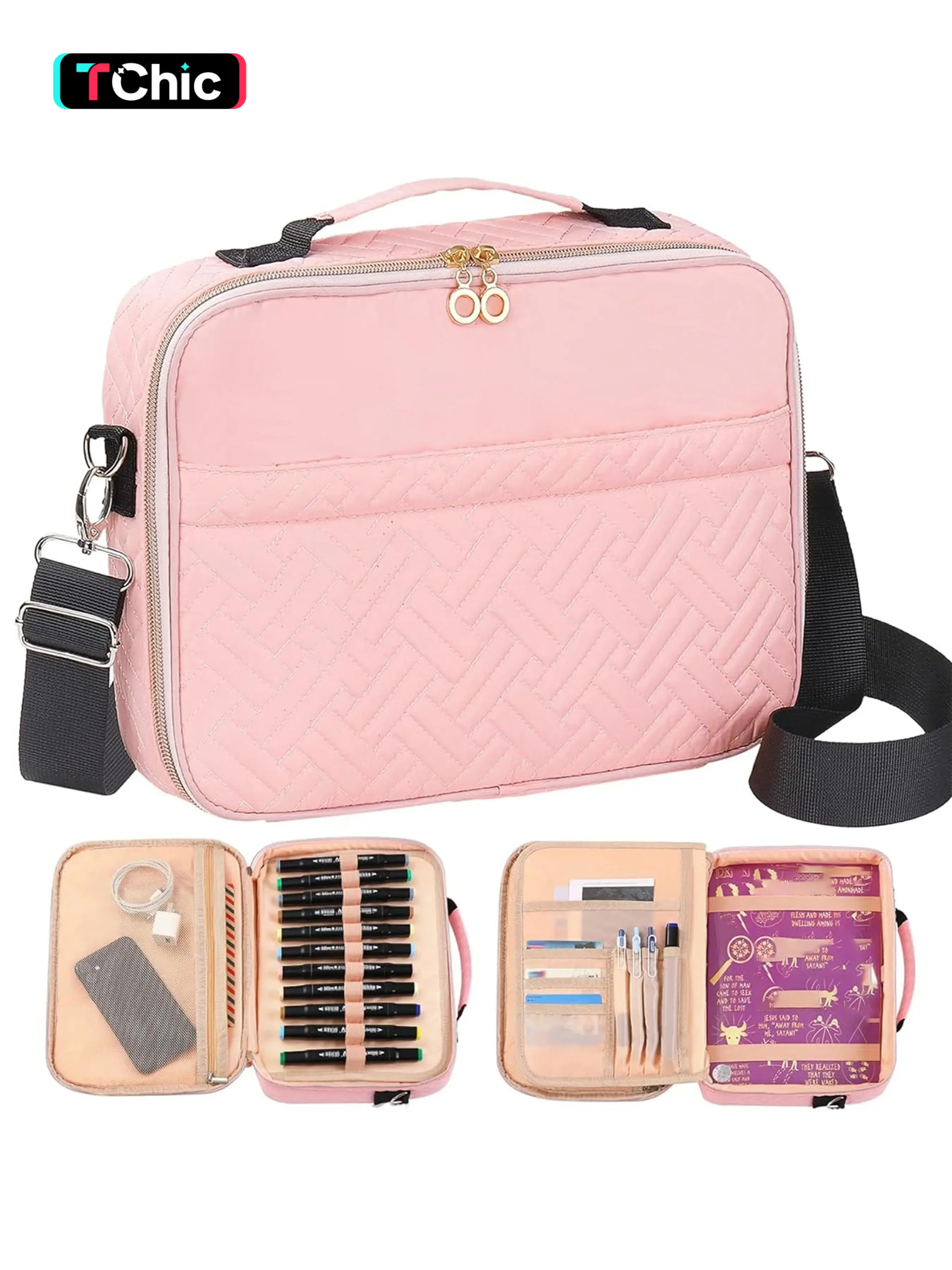 Large Bible Protection Case with Shoulder Strap, Portable Backpack Church Bag, Pen Slot, Marker Pen Holder and Zipper Pocket, Ideal Gift for Women, Everyday Crossbody Bag, Crossbody Shoulder Bags, Crossbody Messenger Bag
