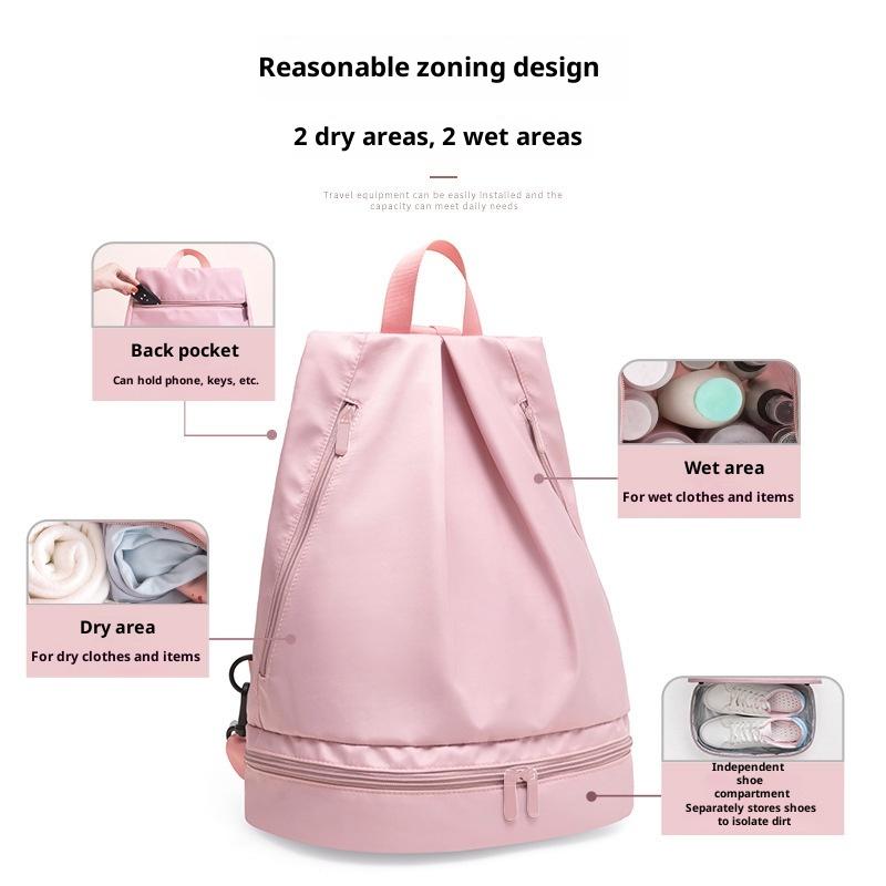 Durable Gym Backpack with Shoe Compartment, Lightweight Wet Dry Swim Bag for Pool and Beach, Water Resistant Sports Daypack for Camping and Travel Essentials