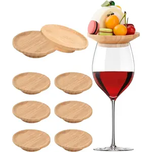 8 Pcs Wine Glass Charcuterie Topper, 4" Mini Charcuterie Boards, Wine Appetizer Plates for Family Gatherings, Restaurants, Bars