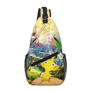 Pikmin Fashion All-Over-Print Large Capacity Crossbody Sling for Travel, Sports & Office, Cartoon Casual Shoulder Chest Pack, Gift for Boys and Girls
