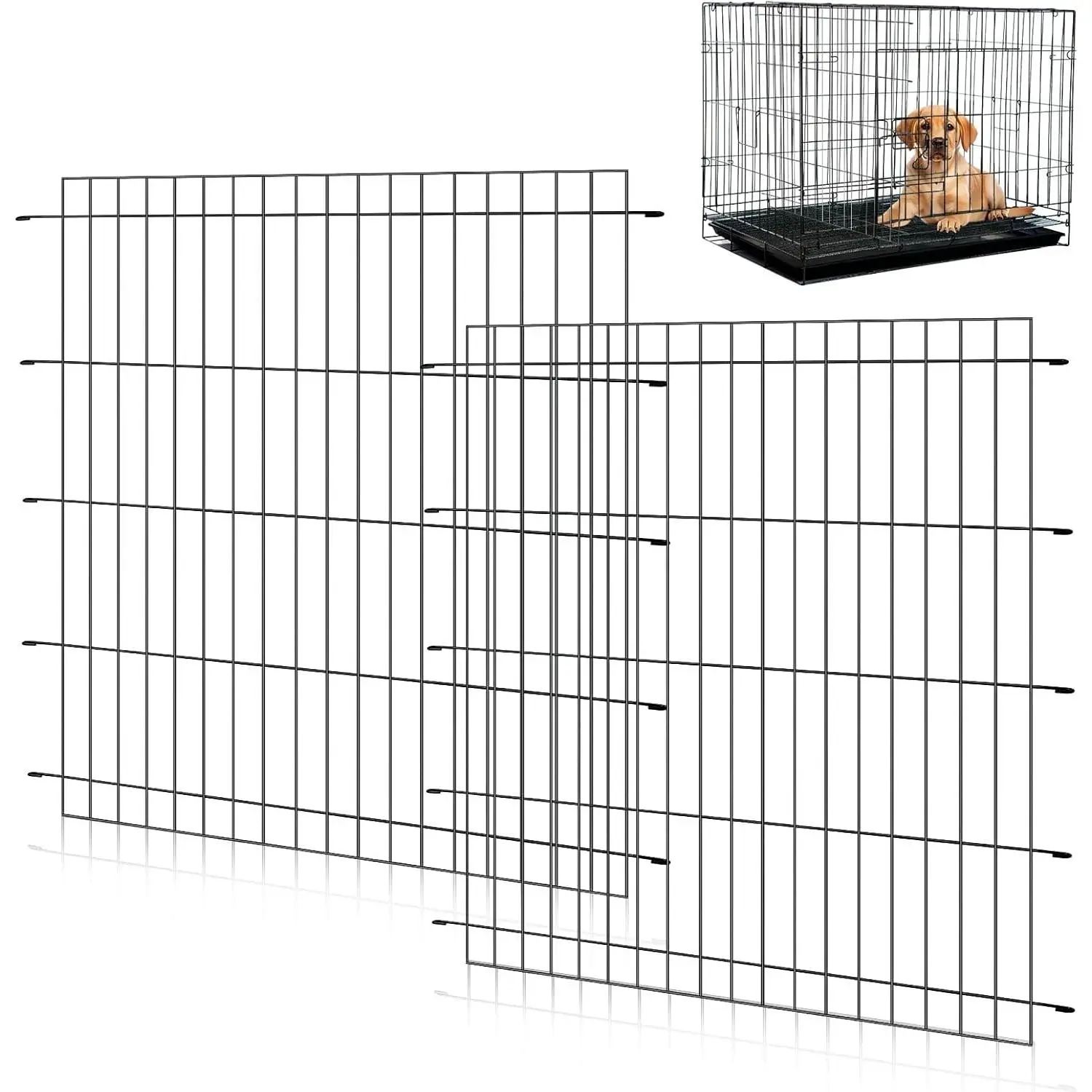 2-Pack Adjustable Metal Dog Crate Divider Panels for 48-Inch Crates, Secure Space for Medium/Large Dogs, Easy Installation (28x29.1 Inches)