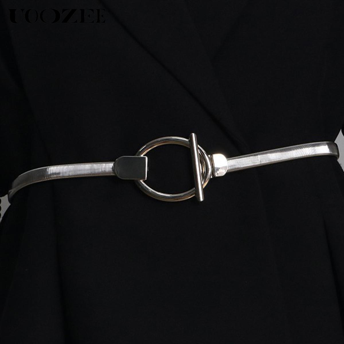 Buckle Geometric Pleated Solid Color Belts