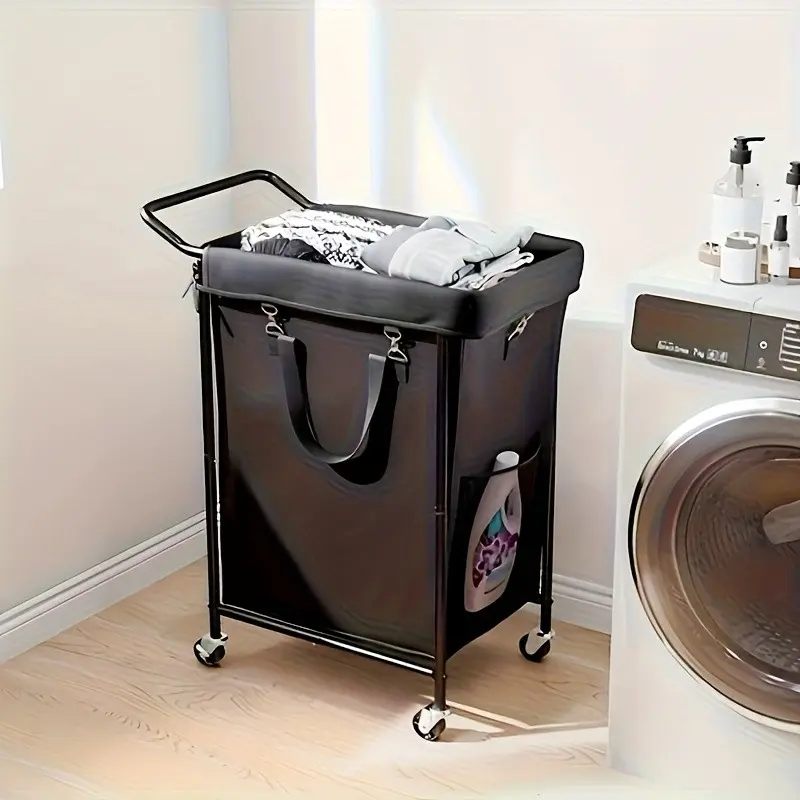 Christmas Gifts 39.63gal Laundry Basket with Wheels, Rolling Laundry Hamper 2 Section, Dirty Clothes Hampers for Bedroom, Organizer Buckle Dual, Laundry Baskets