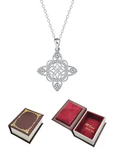 Irish Witch Knot Necklace With Magic Book Jewelry Box, Celtic Knot Protection Amulet Jewelry Birthday Anniversary Gift for Her