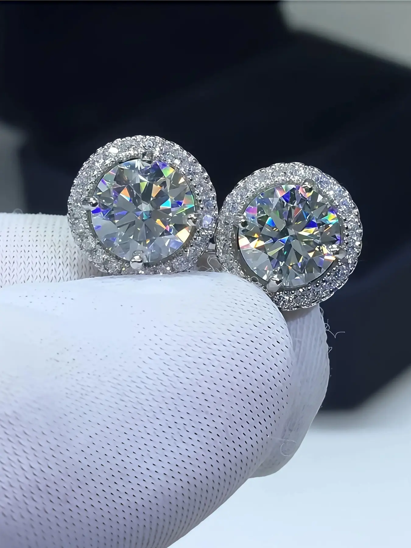 S925 Silver Color Moissanite Studs Earrings, High Quality Earrings, Classic Fashion Ear Jewelry, Perfect Birthday & Mother's Day Gift, Unisex Wedding Set, Pretty Studs, Classic Style Earrings