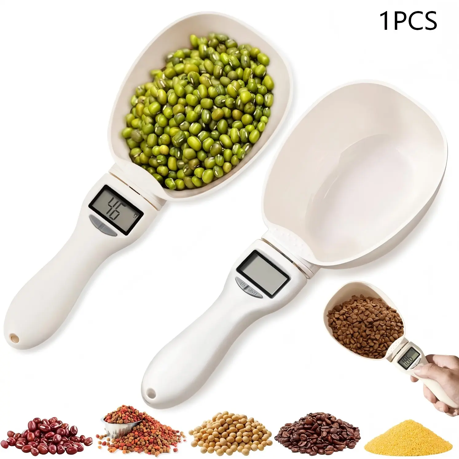 2-Pack Digital Measuring Spoon Scale, Electronic Measuring Spoon 800g/0.1g High Precision with Display, Adjustable for Cooking, Pet Food, Daily Diet