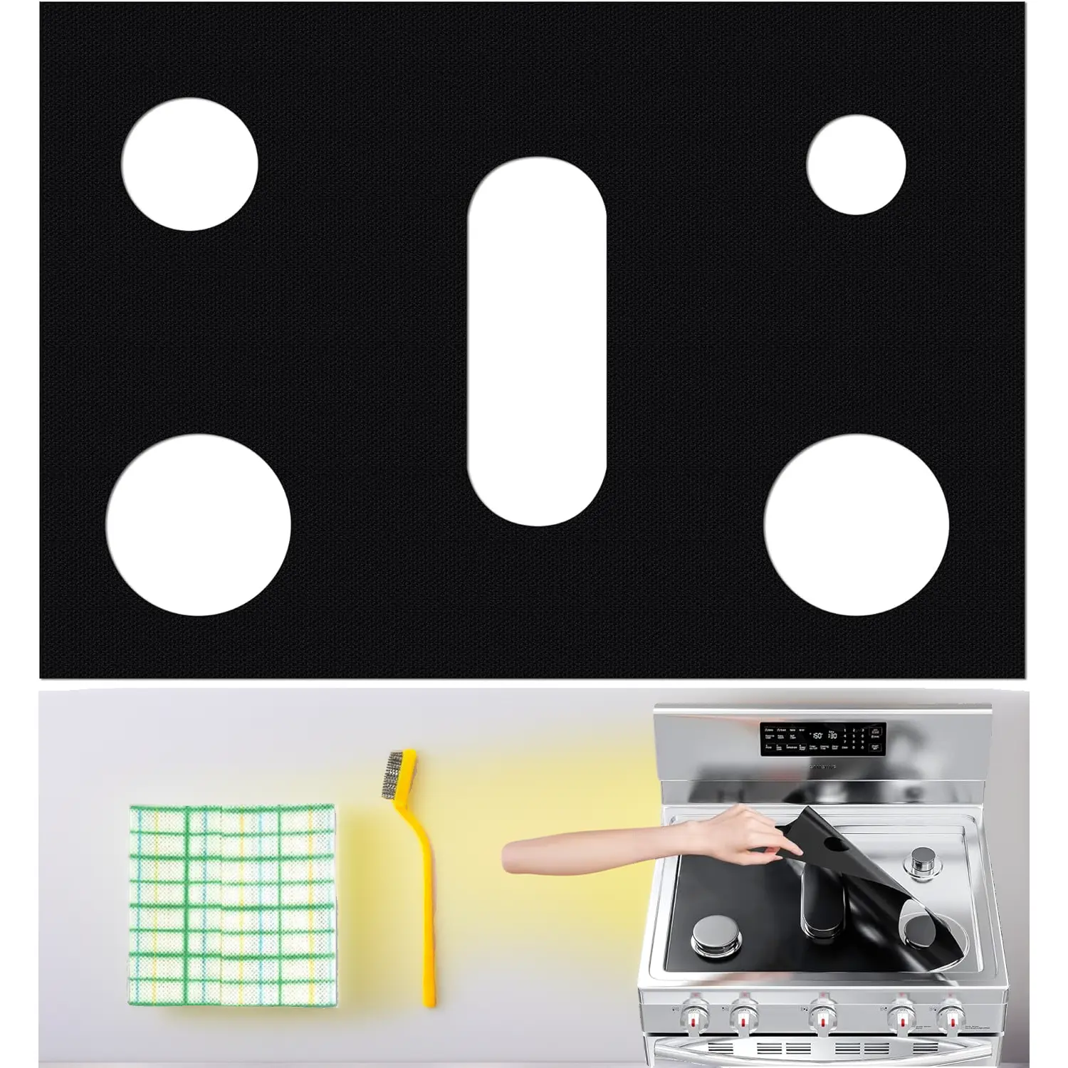 Stove Top Covers for Gas Burners, 2 Pack Reusable Stove Guard for Samsung Gas Range, Non-Stick and Washable, Heat Resistant, 24.4 x 16.3 Inch