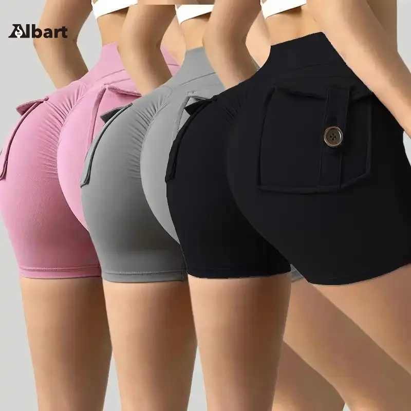 AIbart Women's 3-Pack Peach Hip Biker Shorts, Quick-Dry High Waist Elastic Cargo Shorts for Gym Fitness, Gym Clothes Women, Biker Shorts Women,travel essentials,camping essentials