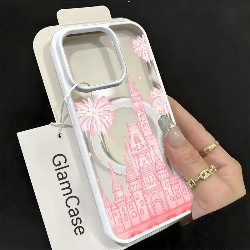 Castle Fireworks Acrylic Smartphone Case - Whimsical Fairytale Magnetic Protection Accessory, Casing & Cover for iPhone 17,16,15,14,13,12,11 Plus Pro Max Handheld Devices