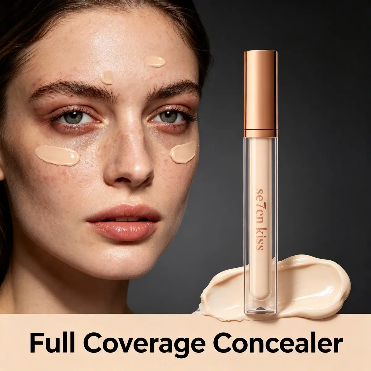 se7en kiss Full Coverage Liquid Concealer, Smooth Hydrating Serum Concealer for Dark Circles, Acne, Redness & Spots, Waterproof Long Lasting No Crease Non-Cakey Under Eye Makeup Concealer for All Skin Tones