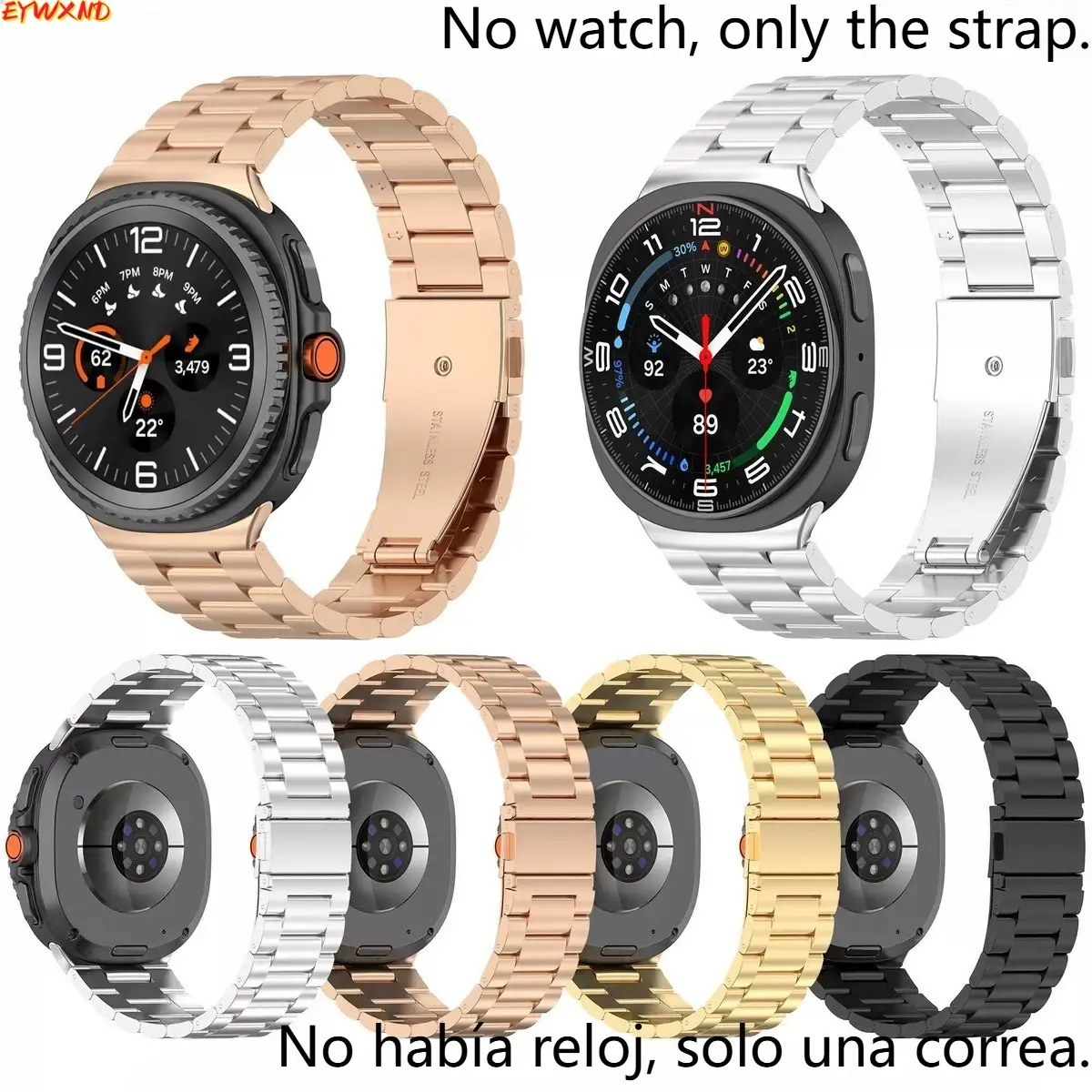EYWXND Stainless Steel Metal Watch Band Compatible With Samsung Watch And Watch Classic Series, Adjustable Solid Replacement Wrist Strap, Sturdy Elegant Accessory For Business Commute, Daily Work And Formal Casual Occasion Outfit Matching